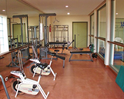 A well equipped fitness center.