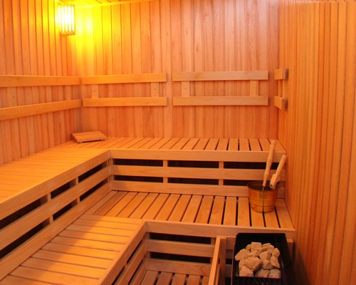 An indoor sauna at Hostal del Sol II resort.