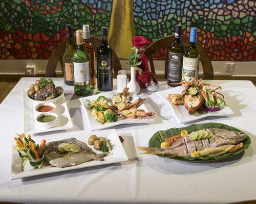 Various foods on a table.