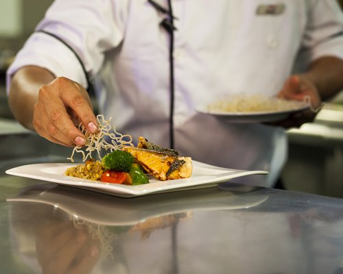 A chef preparing food.