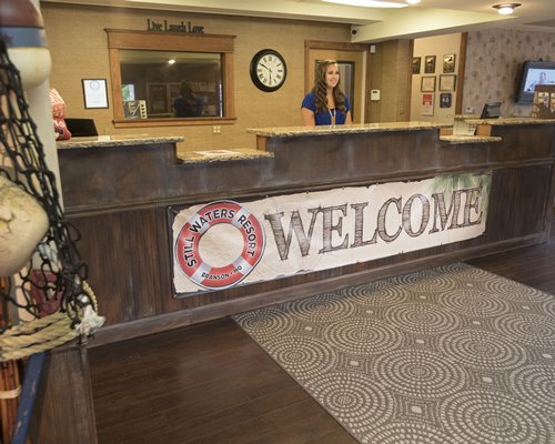 A well furnished reception area of Still Waters Vacation Club resort.