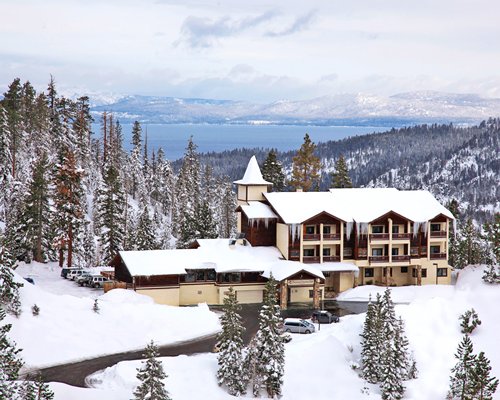 View of the Perennial Vacation Club and surroundings covered in snow.