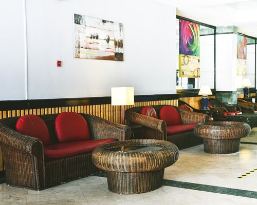 The reception area of Leisure Cove resort.