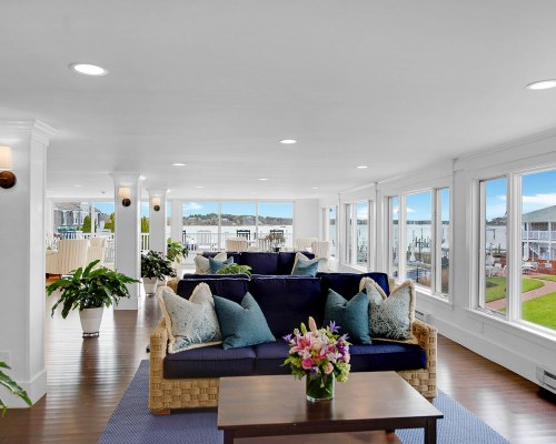 AN INDOOR RECREATIONAL AREA AT THE HARBORSIDE INN RESORT.