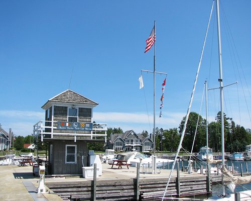 A marina alongside the multiple units.