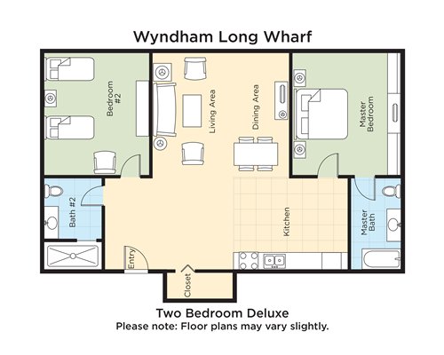 A floor plan of two bedroom Deluxe.
