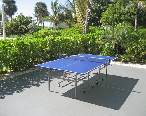 An outdoor ping pong table.