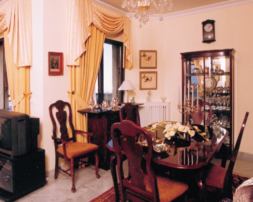 A well furnished dining area.