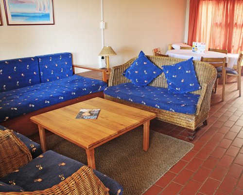An open plan living and dining area.