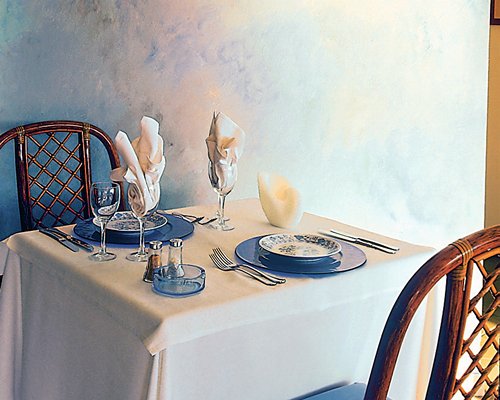 Indoor dining room at Agios Nikolaos Bay.