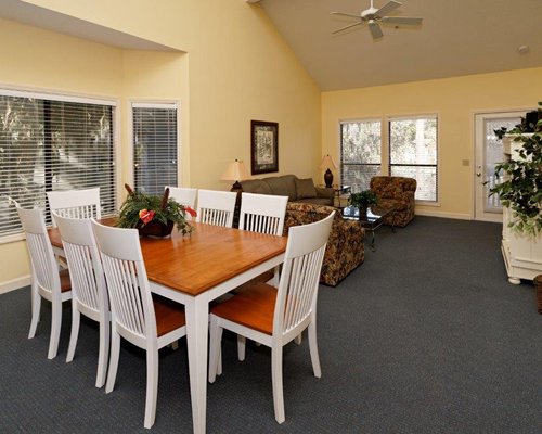 An open plan living and dining area.