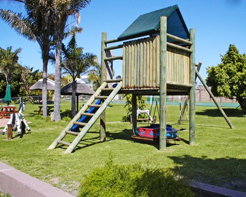 Scenic playground with kids playscape.