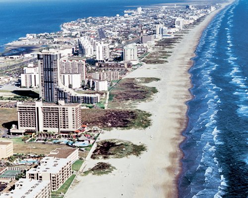An aerial view of the resort property.