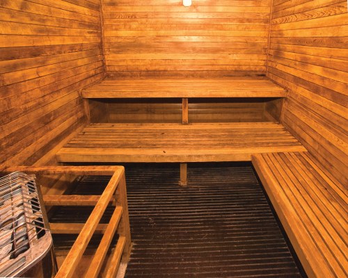AN INDOOR SAUNA.