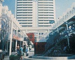 A ground view of the multi story Patong Tower Condominium.