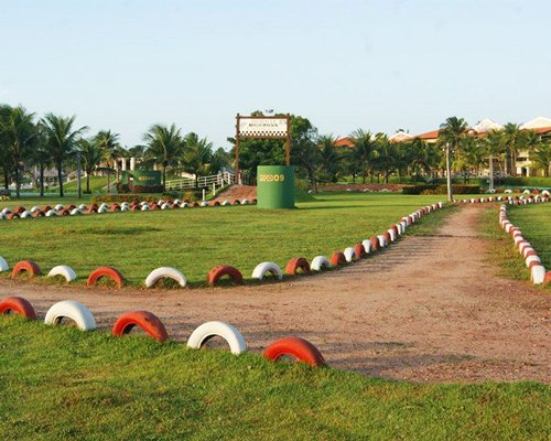 A well maintained lawn with a pathway.