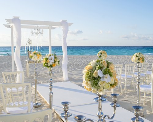 A beach wedding set up.