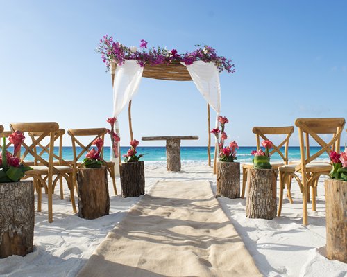 A beach wedding set up.