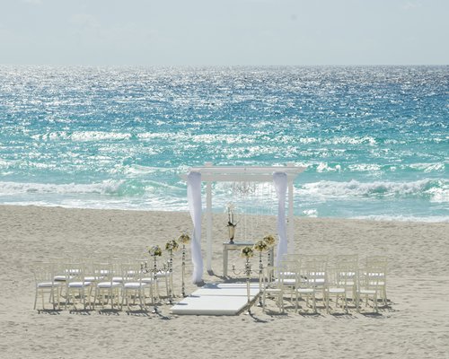 A beach wedding set up.