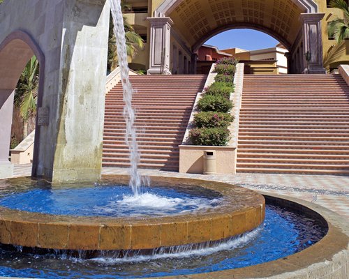 A waterfront alongside an outdoor staircase.