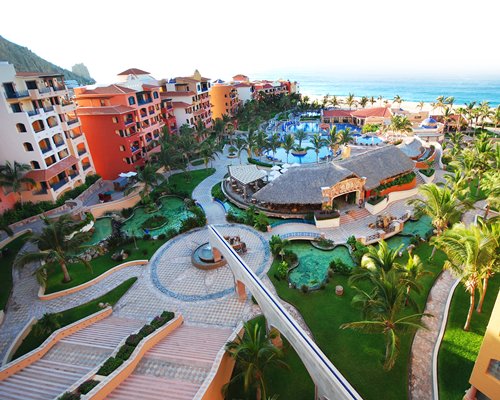An aerial view of the resort property.