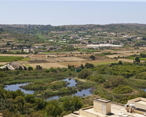 An aerial view of the resort property.