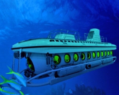 An underwater submarine.