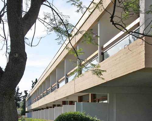 Exterior view of a unit with multiple balconies.