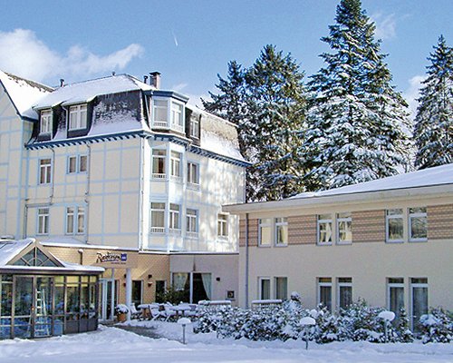 Scenic exterior view of Balmoral during winter.