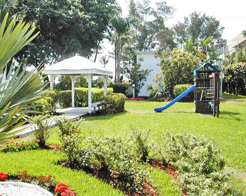 An outdoor playscape area.