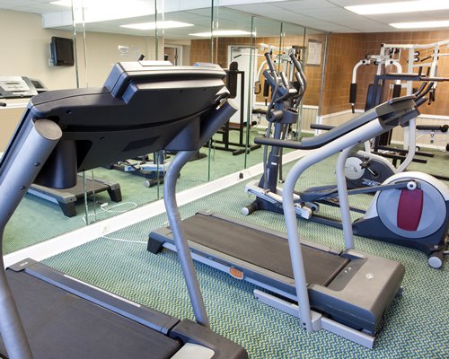 A well equipped fitness center.