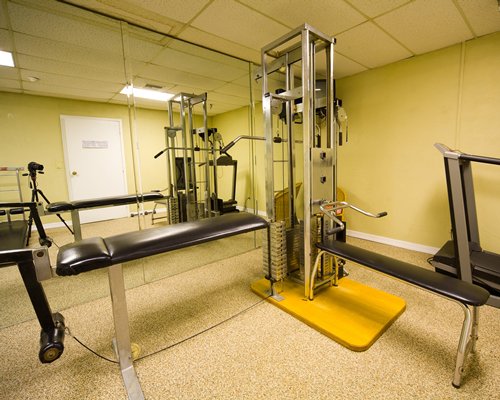 An indoor fitness center.