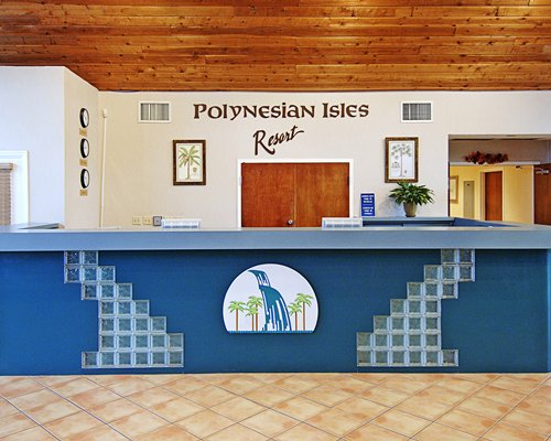 The reception area of Polynesian Isles resort.