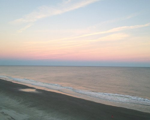 View of the ocean at dusk.