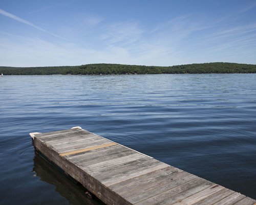 A wooden pier on the lake.