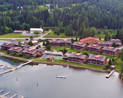 An aerial view of the resort properties.