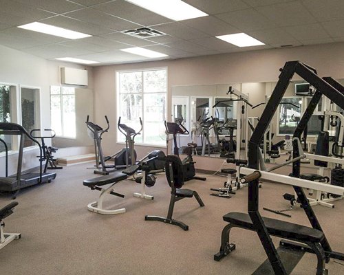 A well equipped indoor fitness center.