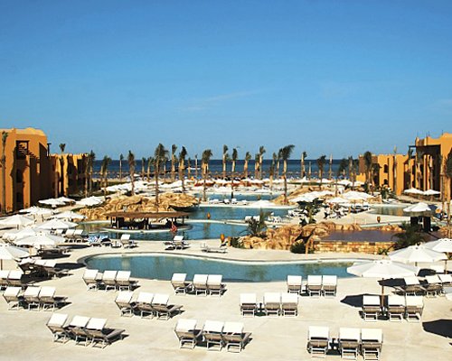 View of the resort property with swimming pools.