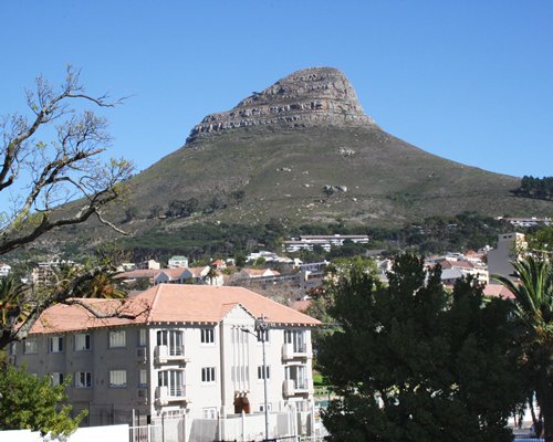 An exterior view of the Mount Sierra resort alongside the mountain.