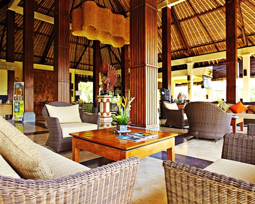 Lounge area at Bali Masari Villas & Spa with outside view.