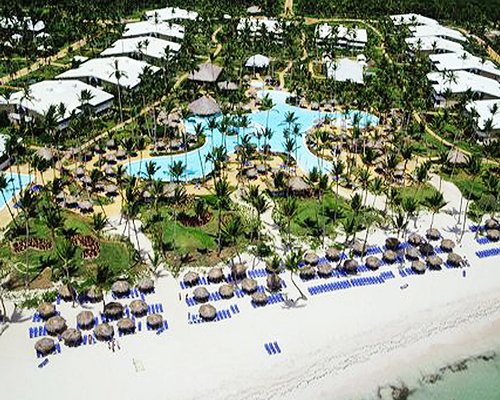 An aerial view of the resort property.