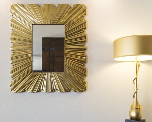 A mirror and night lamp.
