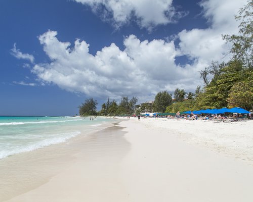 View of the beach from the shore.
