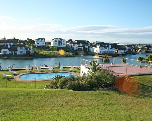 A view of the resort property alongside the waterfront.