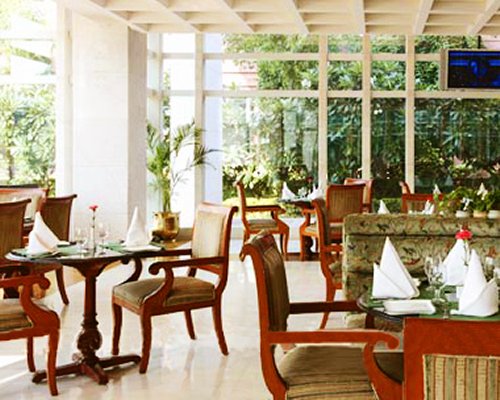 An indoor fine dining area at the Jaypee Palace Hotel.