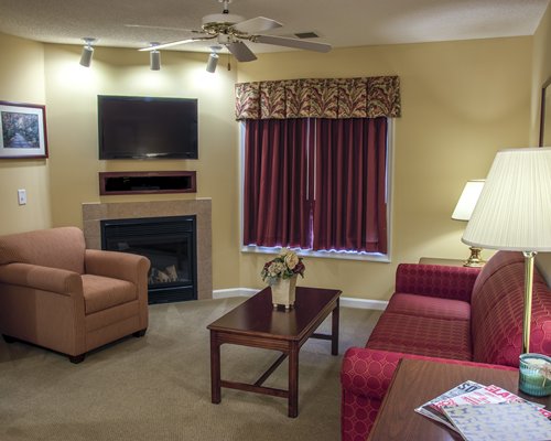 The Living room with Fireplace at Woodstone at Massanutten