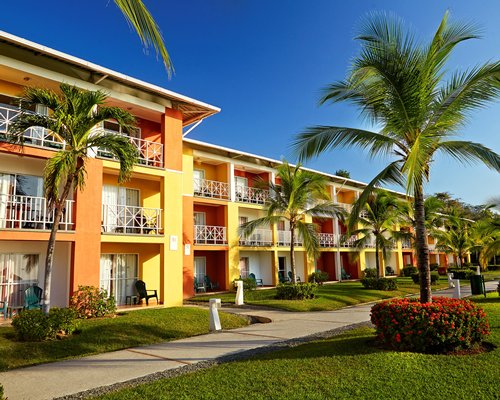 A scenic view of the multi story units of the resort.