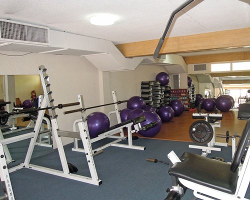 A well equipped indoor fitness center.