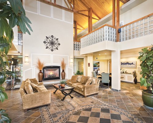 Reception and lounge area of the WorldMark Monterey Bay resort.