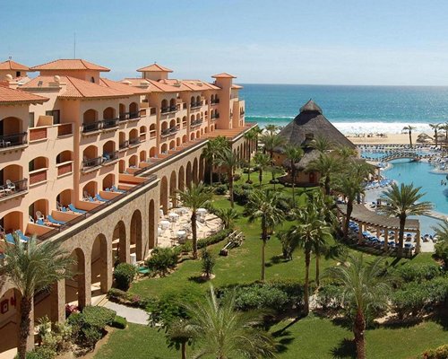 Aerial view of Club Solaris Cabos Resort including pool and beach